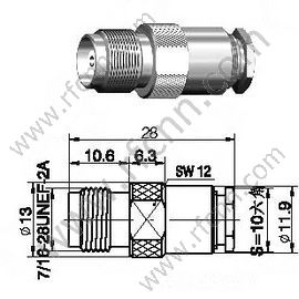 Braçadeira feminina TNC para conector RG58 RF