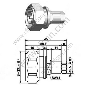 Din masculino 7/16 para 1/4 "conector de RF de cabo flexível super