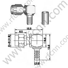 Ângulo direito masculino SMC para o conector RG174 RF