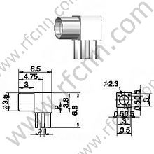 Ângulo direito do direito do MMCX para o conector do RF do PWB