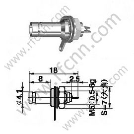 1.0 / 2.3 Conector de RF de montagem de antepeda