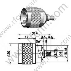 N macho para o adaptador de rf masculino mcx