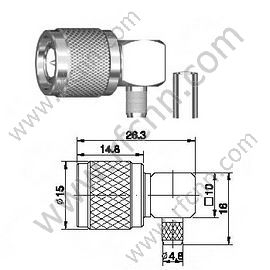 Ângulo direito masculino TNC para o conector RG58 RF