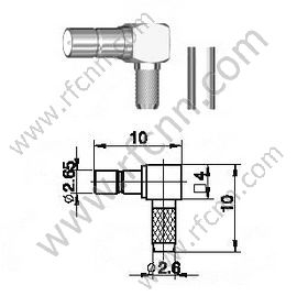 Ângulo direito da direita do SSMB para o conector RG174 RF