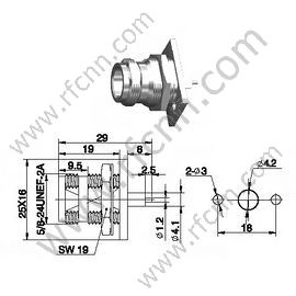 N conector de RF de flange de microtrip feminino