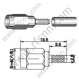 SSMA Masculino Crimp para RG174 RF Connector
