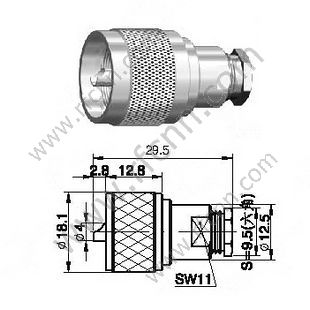 Braçadeira masculina UHF para conector RG58 RF
